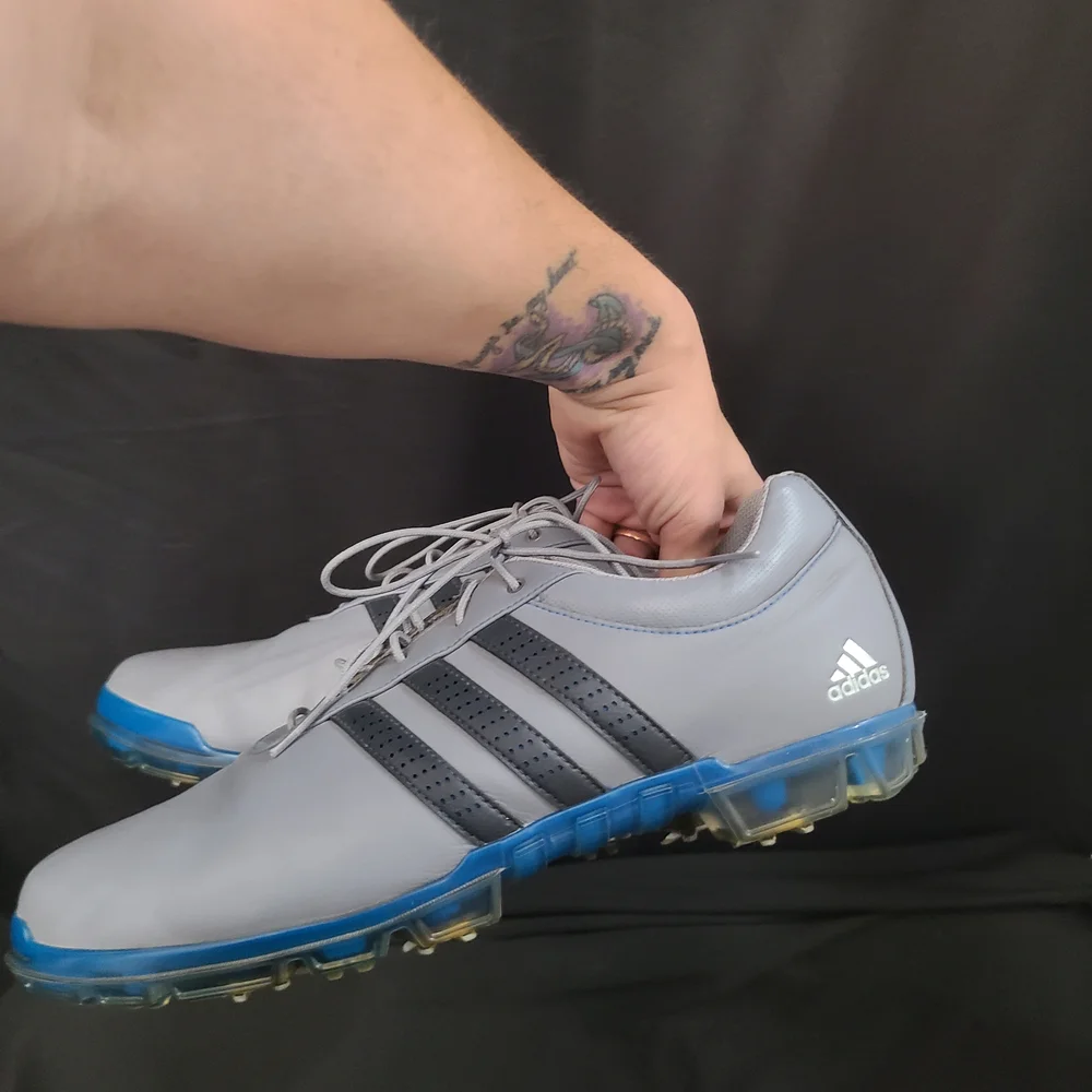 Adidas Mens Gray With Black Stripe Golf Shoes Size 13 - Picture 3 of 7